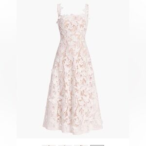 Marchesa Cream Floral Lace Midi Dress
